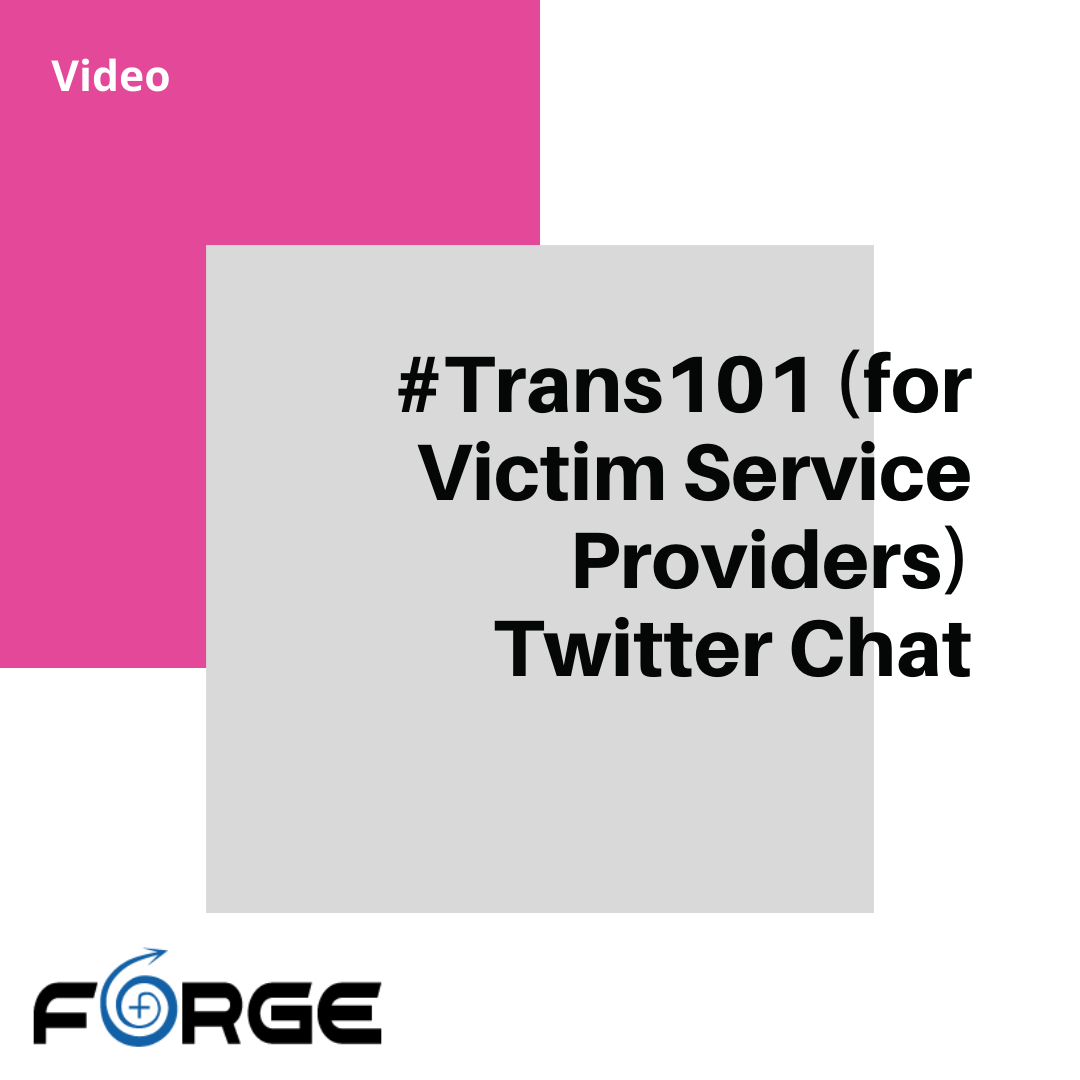 Trans101 For Victim Service Providers Twitter Chat Forge